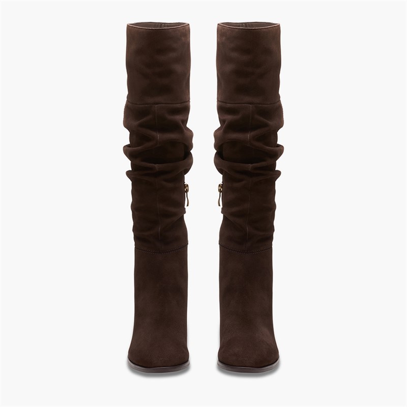 Clarks Womens Freva 85 Slouch Tall Boots Dark Brown Suede