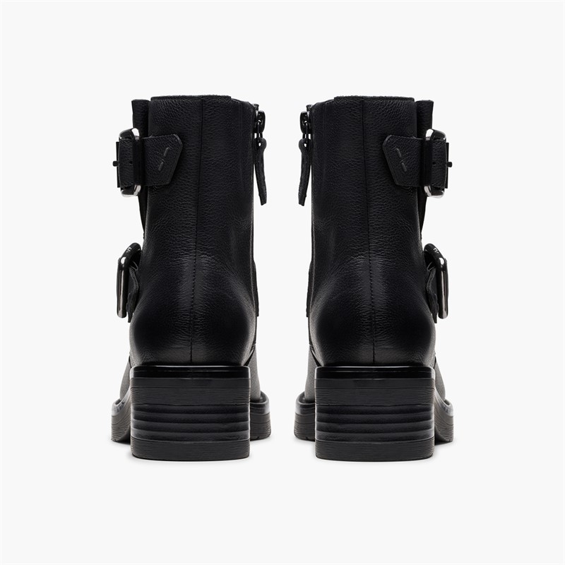 Clarks Womens Rebelle Buckle Boots Black Leather