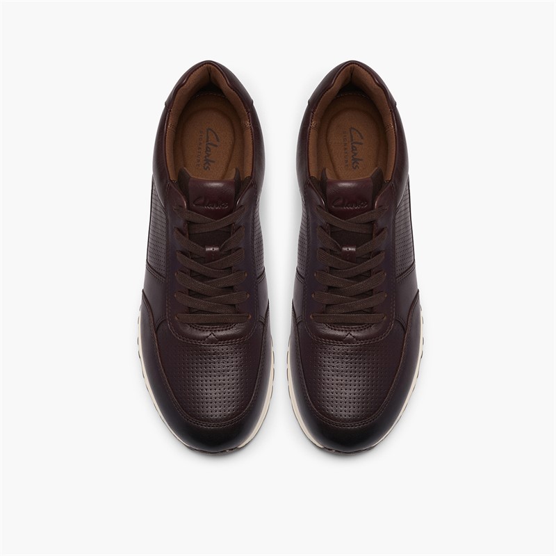 Clarks Mens Radwell Tie Trainers Brown Leather