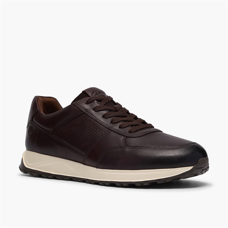 Clarks Mens Radwell Tie Trainers Brown Leather