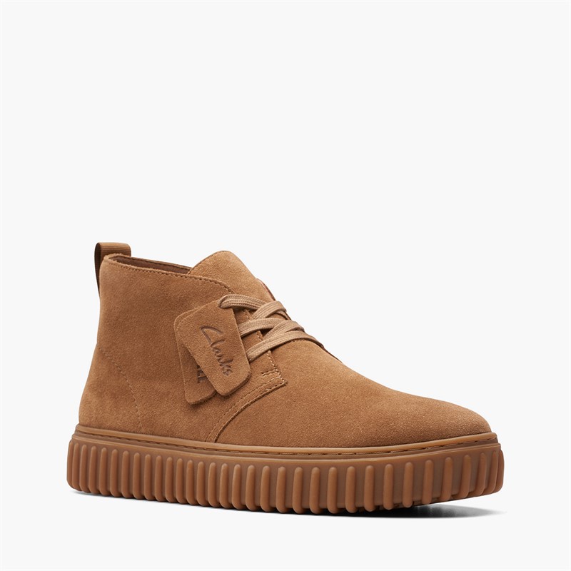 Clarks Mens Torhill Desert Boots Cognac Suede