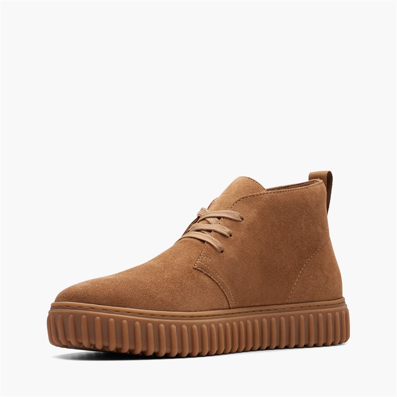 Clarks Mens Torhill Desert Boots Cognac Suede