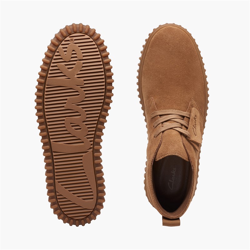 Clarks Mens Torhill Desert Boots Cognac Suede