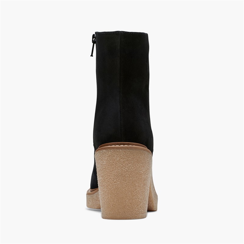 Clarks Womens Colden Up Block Heel Boots Black Suede