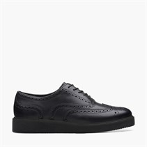 Clarks Womens Glickly Brogue 2 Shoes Black Leather