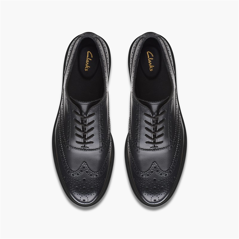 Clarks Womens Glickly Brogue 2 Shoes Black Leather