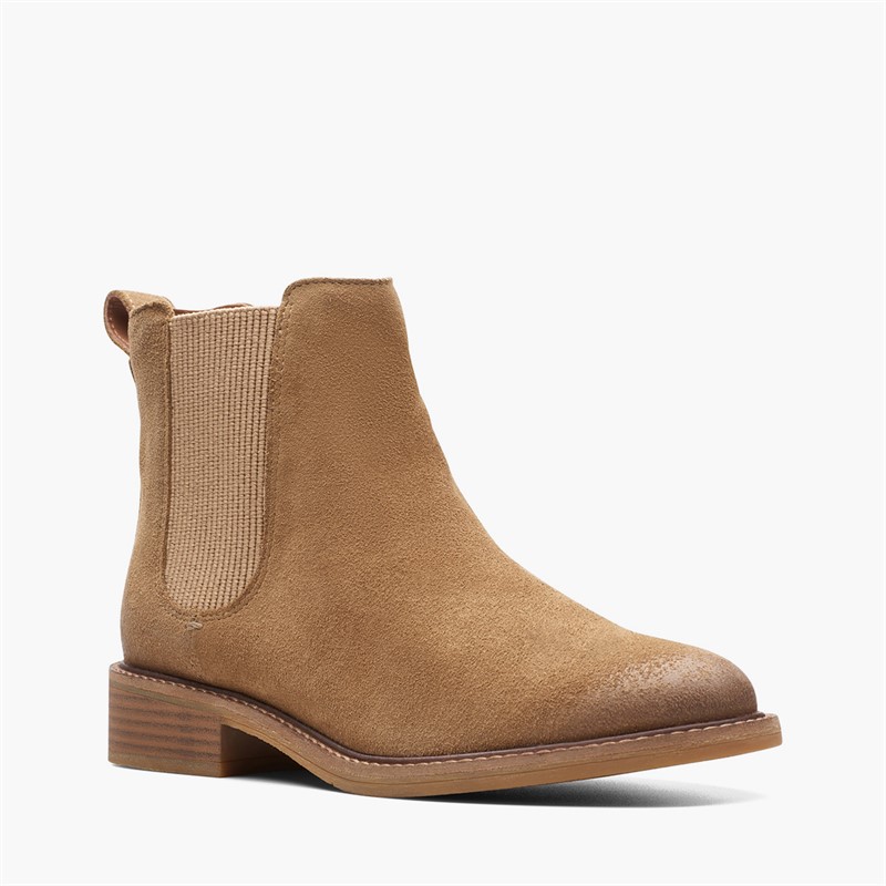 Clarks Womens Cologne Arlo 2 Chelsea Boots Dark Sand Suede