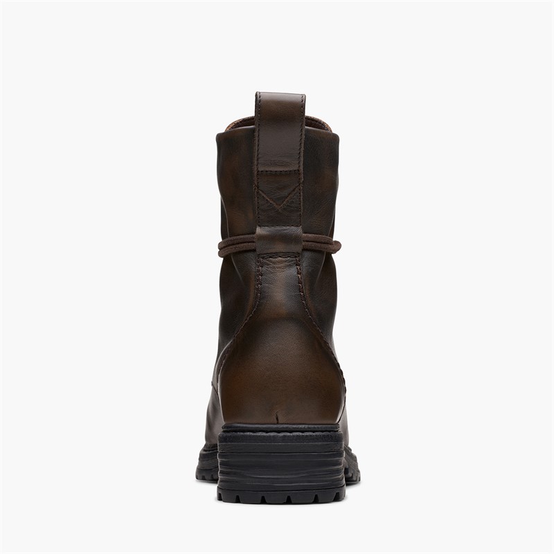 Clarks Womens Rixley Lace Up Boots Dark Brown Leather