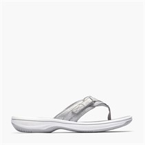 Clarks Damen Brinkley Sea Flip Flops Silver Metallic
