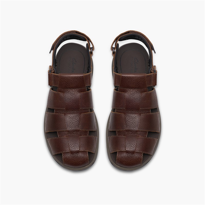 Clarks Herre Guideview Cove Fiskermand Sandaler Dark Brown Leather