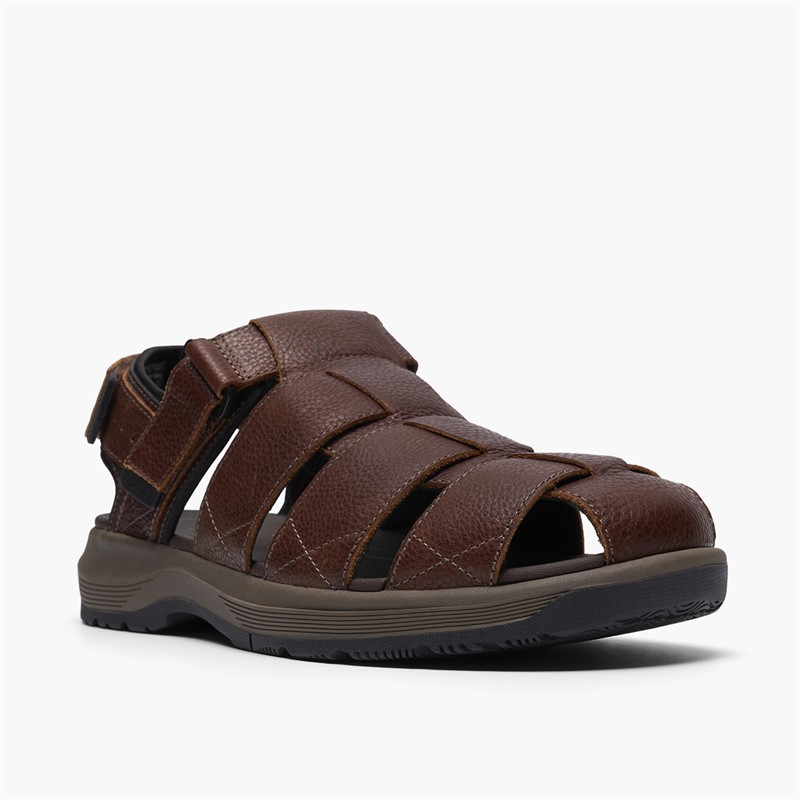 Clarks Herre Guideview Cove Fiskermand Sandaler Dark Brown Leather