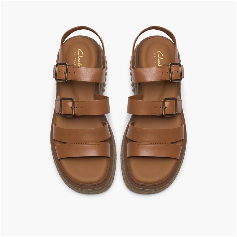 Clarks Damen Evamar Riemen Sandalen Tan Leather