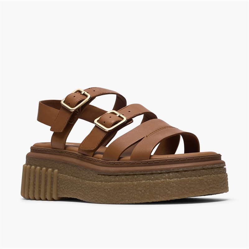 Clarks Damen Evamar Riemen Sandalen Tan Leather