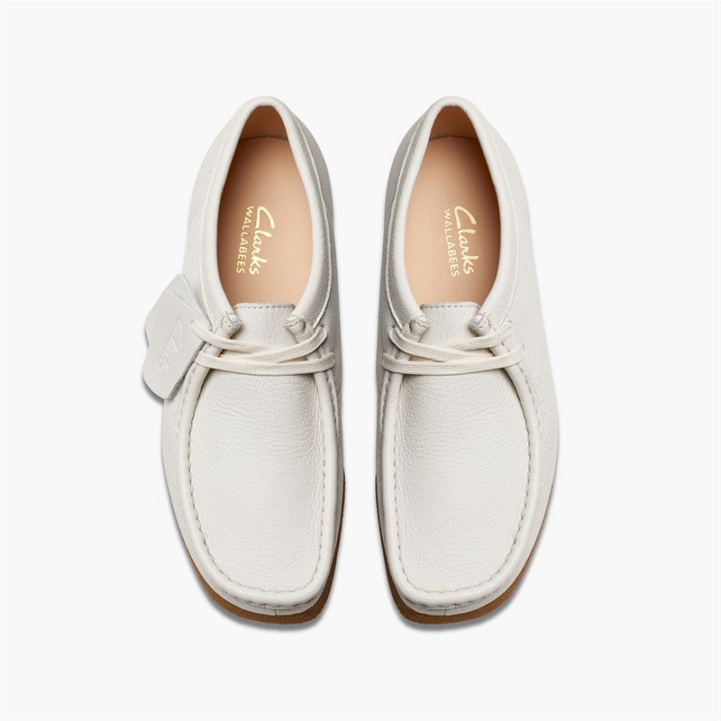 Clarks Damen Wallabee EVO Schuhe Off White Leather