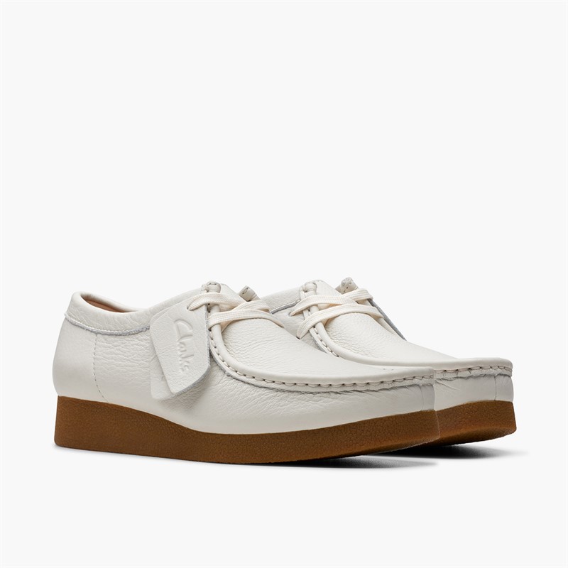 Clarks Damen Wallabee EVO Schuhe Off White Leather