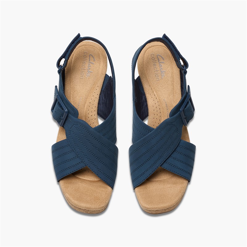 Clarks Dame Nerisa West Kilehæle Sandaler Navy Nubuck