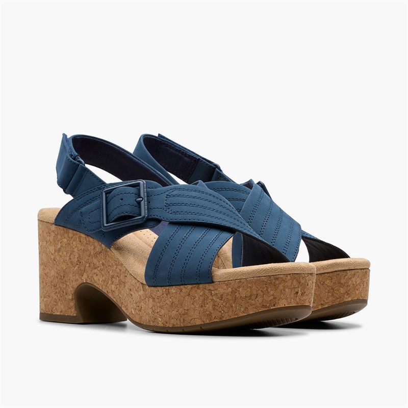 Clarks Dame Nerisa West Kilehæle Sandaler Navy Nubuck
