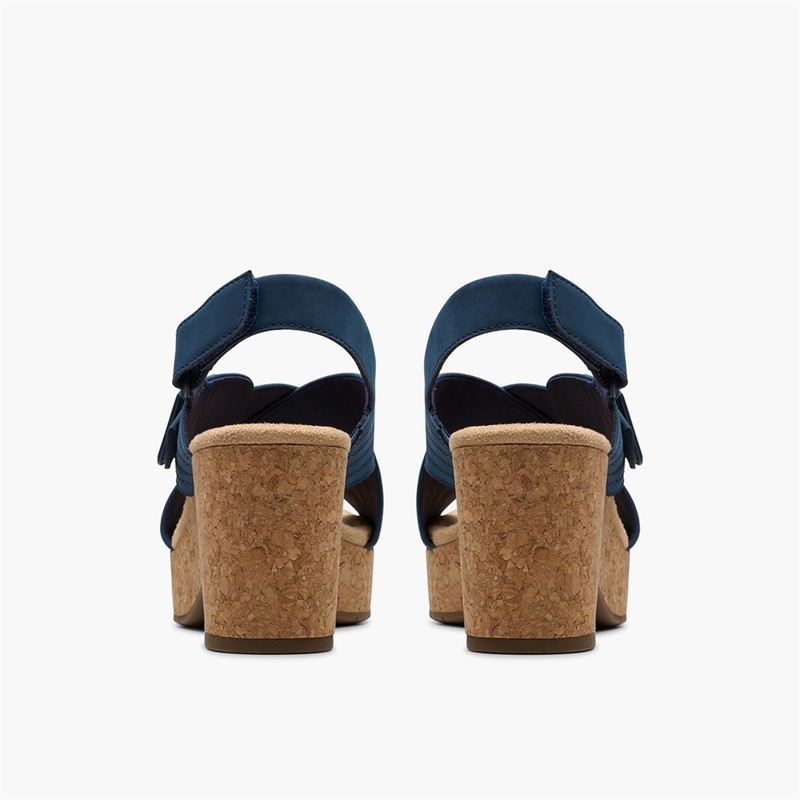Clarks Dame Nerisa West Kilehæle Sandaler Navy Nubuck
