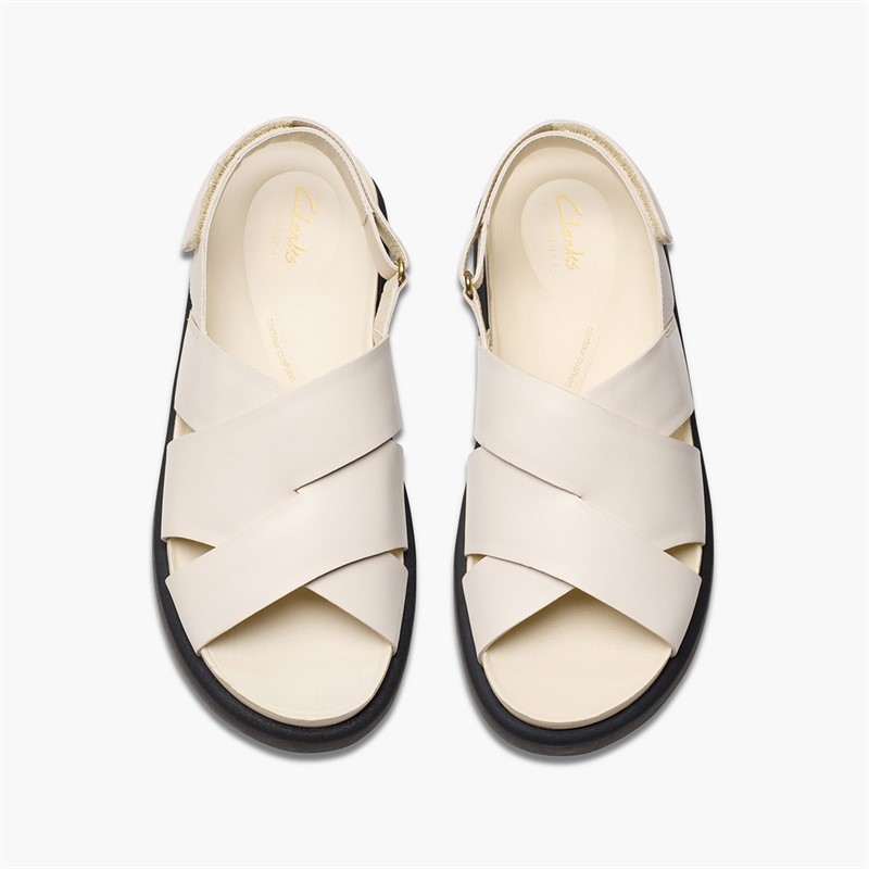 Clarks Damen Aristella Sun Riemen Sandalen Cream Leather