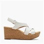 Clarks Dame Sandaler Med Kilehæl I Rosen Stil White Leather