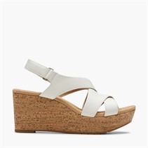 Clarks Dame Sandaler Med Kilehæl I Rosen Stil White Leather