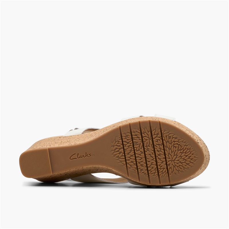 Clarks Dame Sandaler Med Kilehæl I Rosen Stil White Leather