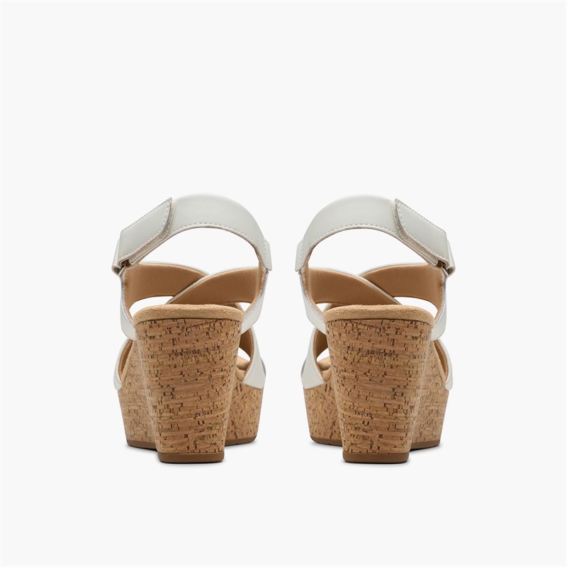 Clarks Dame Sandaler Med Kilehæl I Rosen Stil White Leather