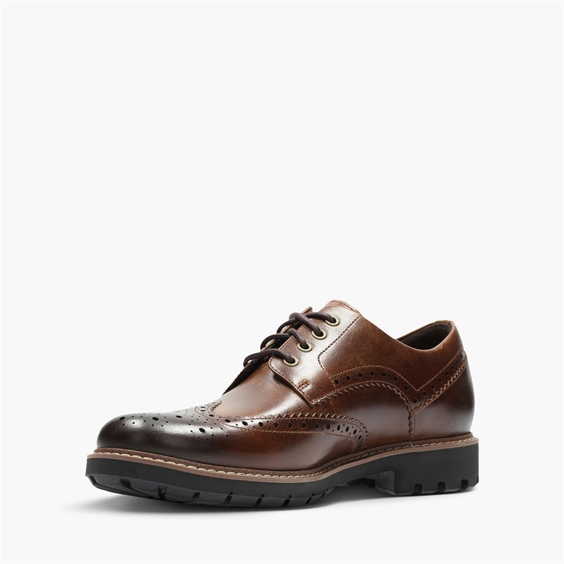 Clarks Mens Batcombe Wing Brogue Shoes Dark Tan Leather