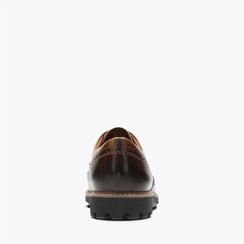 Clarks Mens Batcombe Wing Brogue Shoes Dark Tan Leather