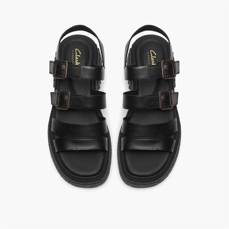 Clarks Damen Evamar Riemen Sandalen Black Leather