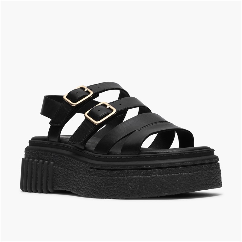 Clarks Damen Evamar Riemen Sandalen Black Leather