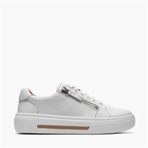Clarks Damen Hollyrose Reißverschluss Turnschuhe White Leather