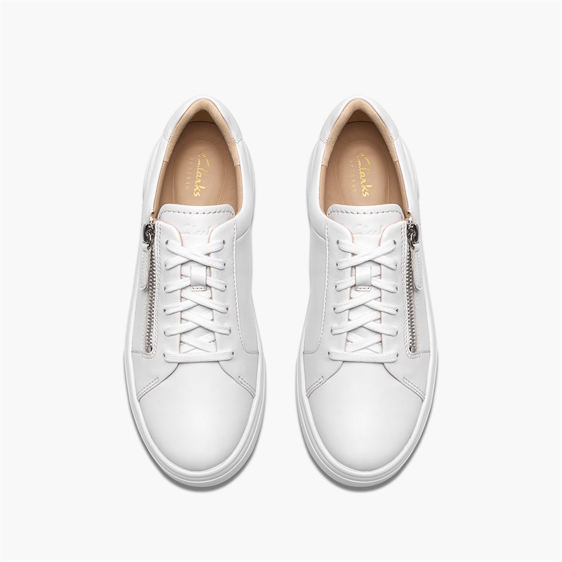 Clarks Damen Hollyrose Reißverschluss Turnschuhe White Leather