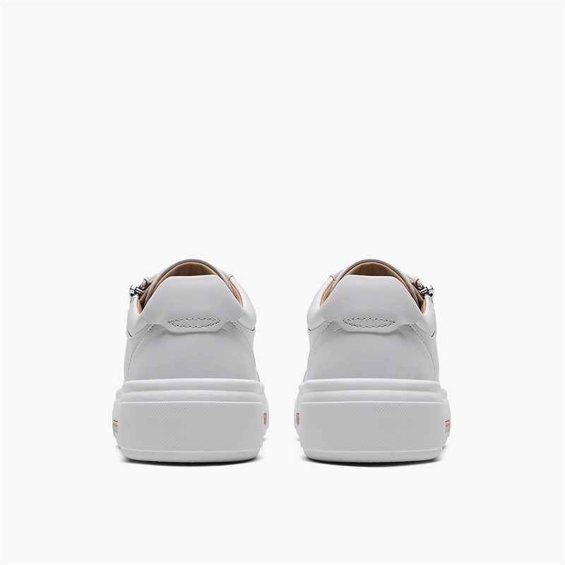 Clarks Damen Hollyrose Reißverschluss Turnschuhe White Leather
