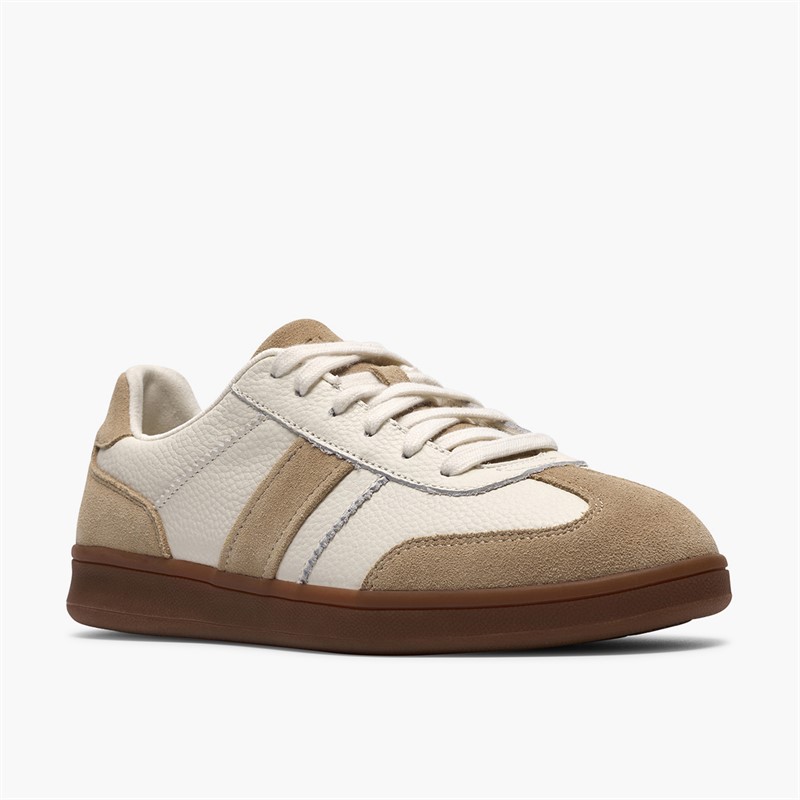 Clarks Damen Seco Speed Trainer White Combi Leather