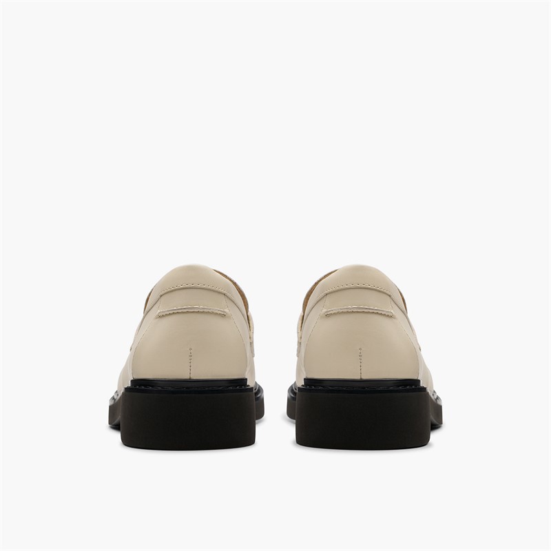 Clarks Womens Splend Edge Loafers Cream Leather