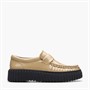 Clarks Womens Torhill Moc Shoes Beige Patent