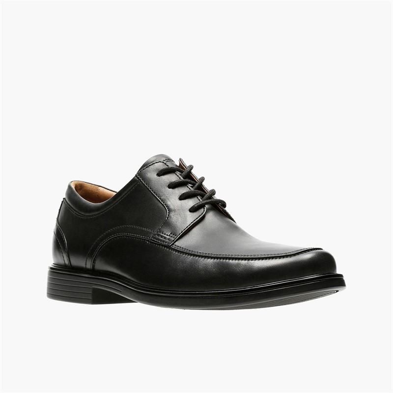 Clarks Mens Un Aldric Park Lace Up Shoes Black Leather