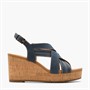 Clarks Damen Sabina Sling Back Keilabsatz Sandalen Navy Nubuck