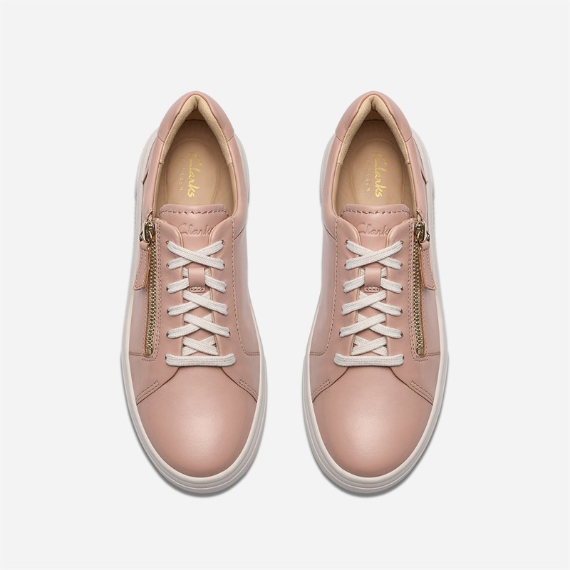 Clarks Damen Hollyrose Reißverschluss Turnschuhe Light Pink Leather