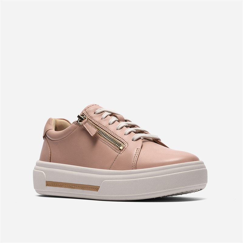Clarks Damen Hollyrose Reißverschluss Turnschuhe Light Pink Leather