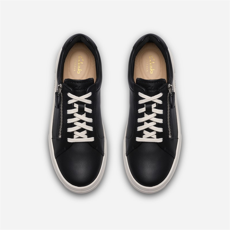 Clarks Damen Hollyrose Reißverschluss Turnschuhe Black Leather