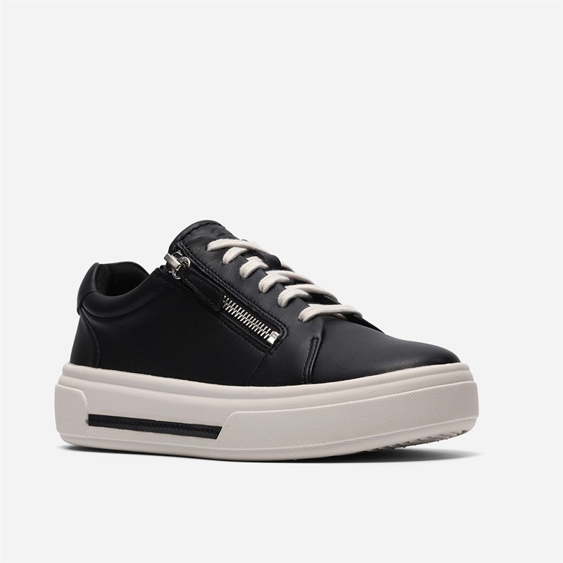 Clarks Damen Hollyrose Reißverschluss Turnschuhe Black Leather