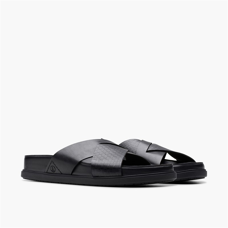 Clarks Herre Torford Krydsrem Sandaler Black Leather