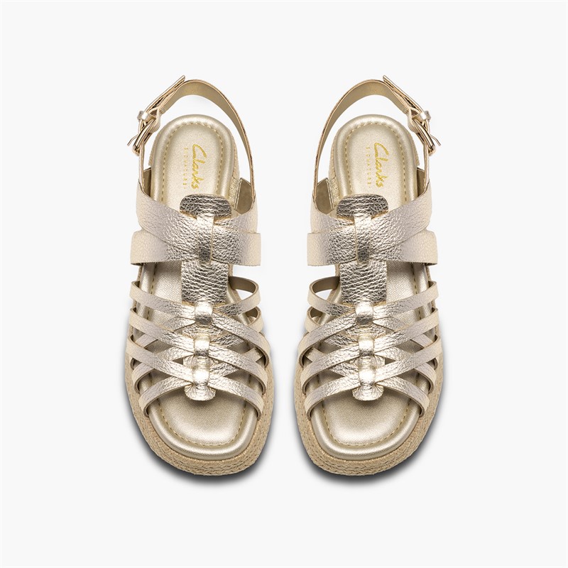 Clarks Damen Tessiah Riemen Sandalen Gold Leather