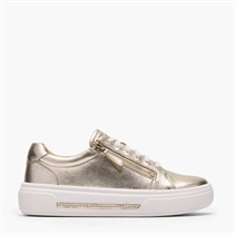 Clarks Damen Hollyrose Reißverschluss Turnschuhe Gold Leather