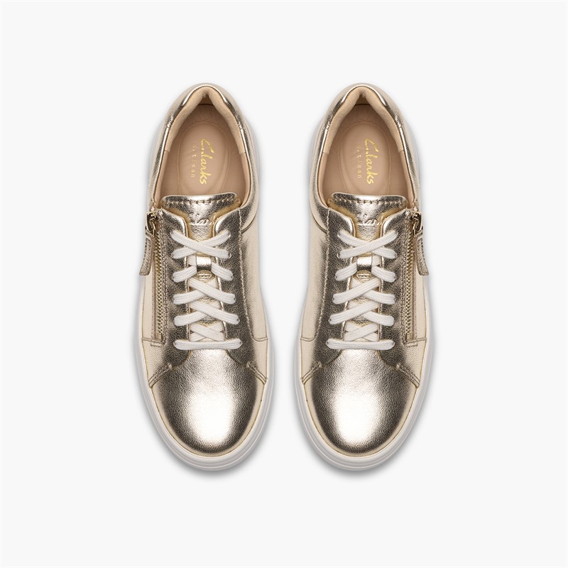 Clarks Damen Hollyrose Reißverschluss Turnschuhe Gold Leather