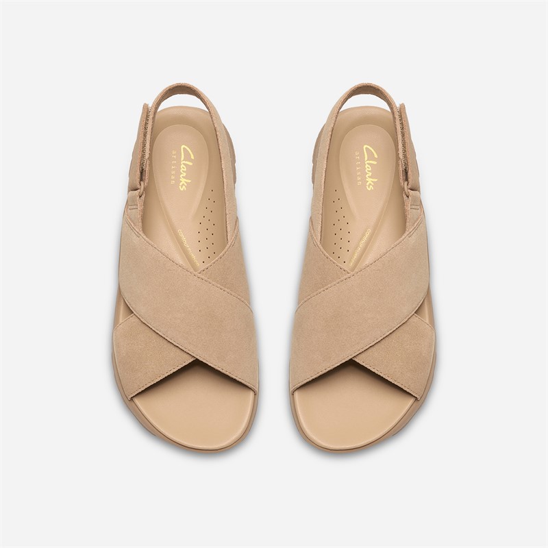 Clarks Damen Dashlite Wish Knöchel Riemen Sandalen Beige Suede