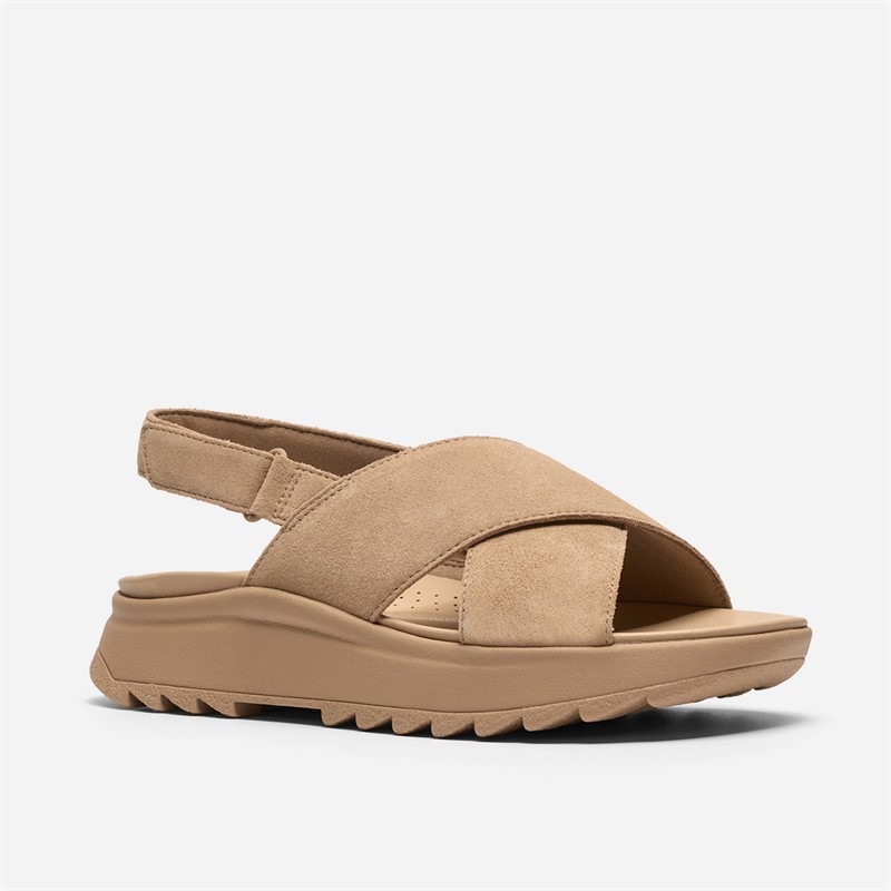 Clarks Damen Dashlite Wish Knöchel Riemen Sandalen Beige Suede