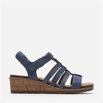 Clarks Damen Kacha Step Sandalen Denim Blue Leather